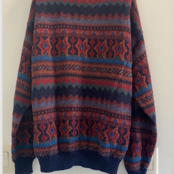 VINTAGE THE PERUVIAN CONNECTION HANDMADE 100% ALPACA COLORFUL COSBY SWEATER MED - Picture 3 of 7